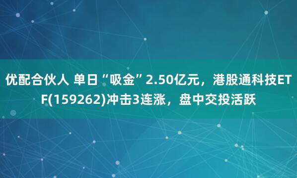 优配合伙人 单日“吸金”2.50亿元，港股通科技ETF(159262)冲击3连涨，盘中交投活跃