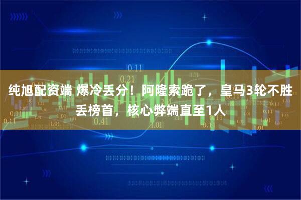纯旭配资端 爆冷丢分!阿隆索跪了,皇马3轮不胜丢榜首,核心弊端直至1人