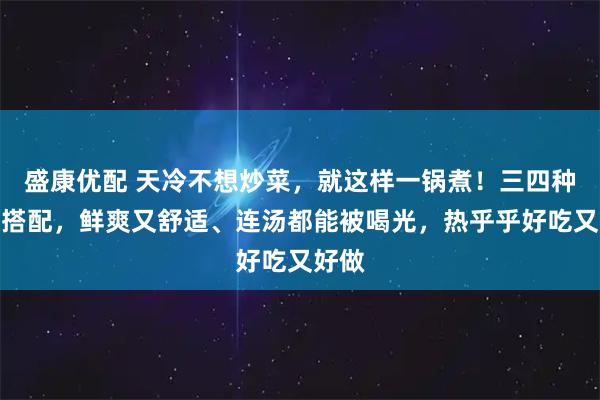 盛康优配 天冷不想炒菜,就这样一锅煮!三四种食材搭配,鲜爽又舒适、连汤都能被喝光,热乎乎好吃又好做